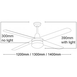 Martec Precision 304 Stainless Steel Ceiling Fan 52 1300mm